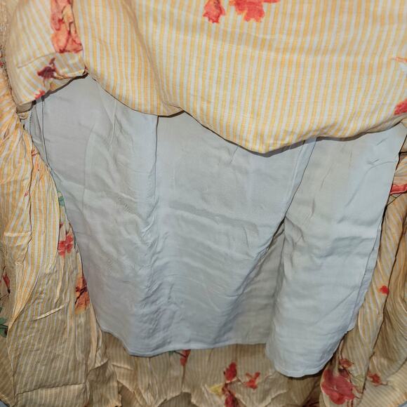 Free People Midi Sundress Strappy Sz XL Yellow Floral Rosie Posie Ruffle Lined - Picture 11 of 16